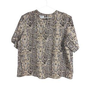 Truffles Animal Print Snakeskin Top 2X Brown Safari Jungle Exotic Classic Chic